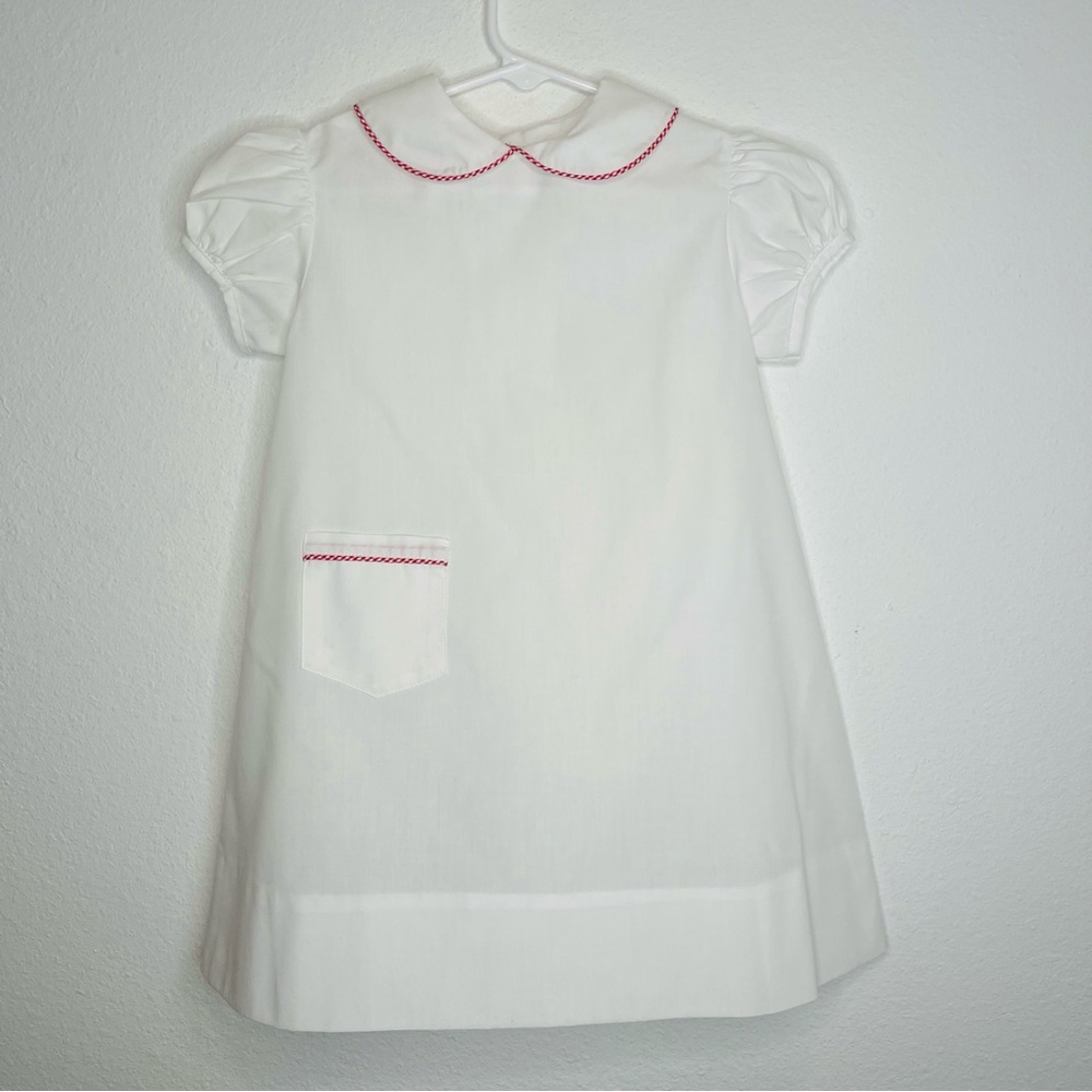 lullaby set white dress with red trim